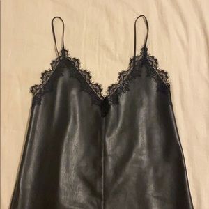 Leather lace cami dress